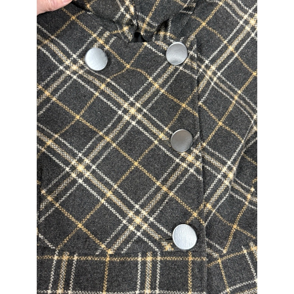 Via Womens Double Breasted Wool Blend Swing Coat Fully Lined Gray/Camel Sz 10 - Picture 5 of 13